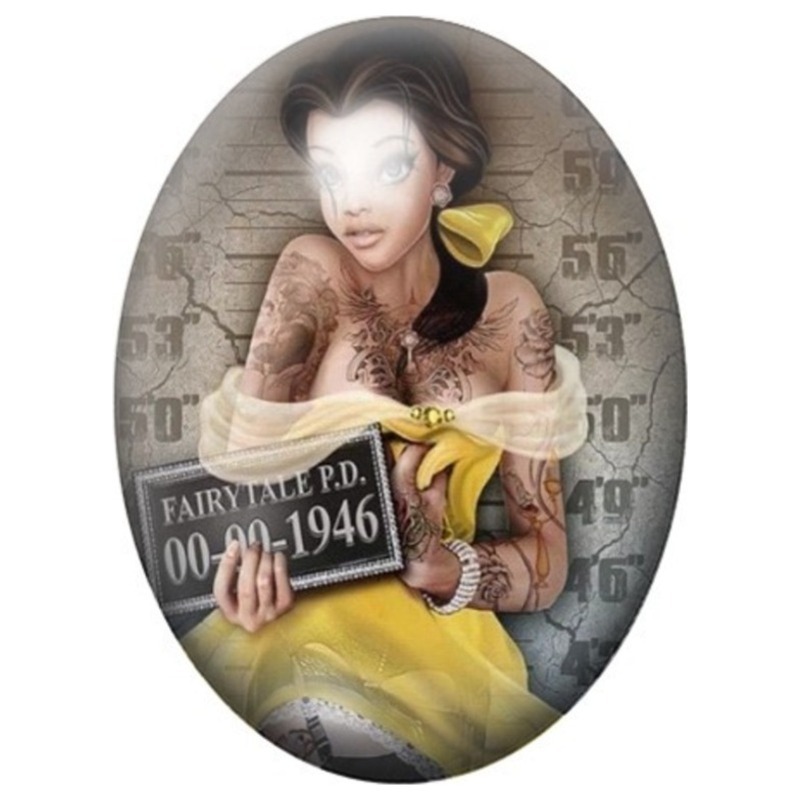 Cabochon en Verre Illustré Belle Fairy Tale Police 13x18, 18x25 ou 30x40mm