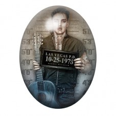 Cabochon en Verre Illustré Elvis Presley Coupable Police Gothique 13x18, 18x25 ou 30x40mm  pour la Création de Bijoux Fantaisie 