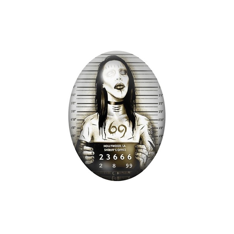 Cabochon en Verre Illustré Marilyn Manson Coupable Police Gothique 13x18, 18x25 ou 30x40mm