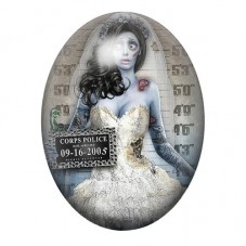 Cabochon en Verre Illustré Mariée Zombie Coupable Police Gothique 13x18, 18x25 ou 30x40mm  pour la Création de Bijoux Fantaisie 