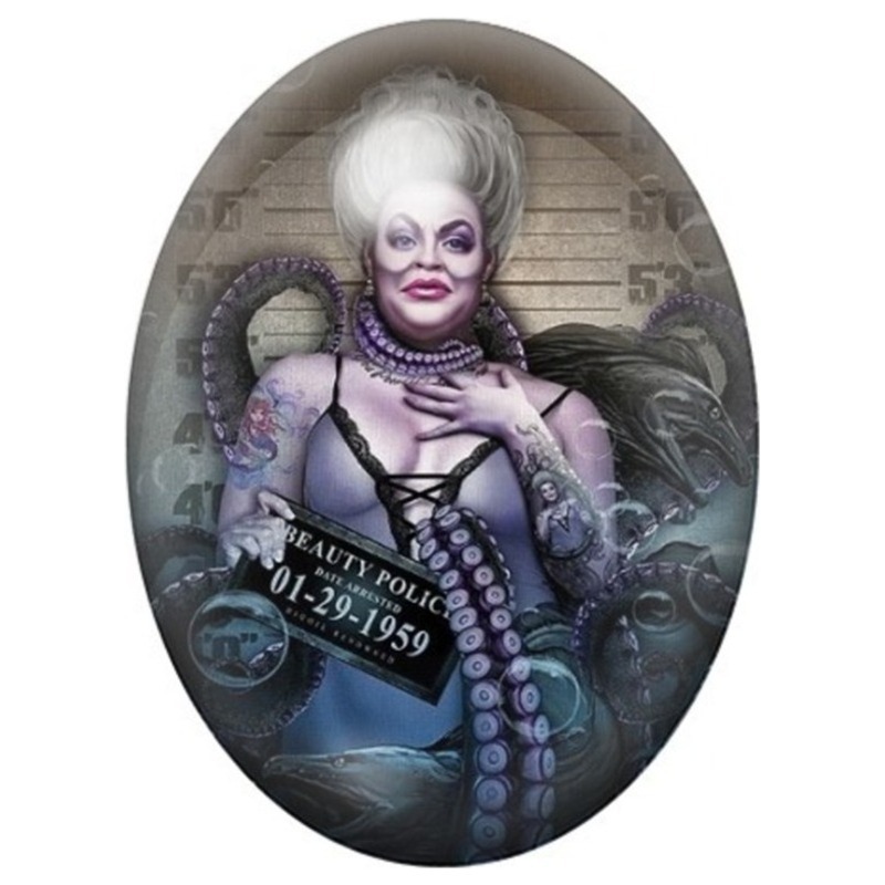 Cabochon en Verre Illustré Ursula Fantasy Police 13x18, 18x25 ou 30x40mm