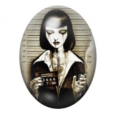 Cabochon en Verre Illustré Mia Wallace Pulp Fiction Coupable Police Gothique 13x18, 18x25 ou 30x40mm  pour la Création de Bijoux