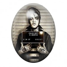 Cabochon en Verre Illustré Elvis Presley Coupable Police Gothique 13x18, 18x25 ou 30x40mm  pour la Création de Bijoux Fantaisie 