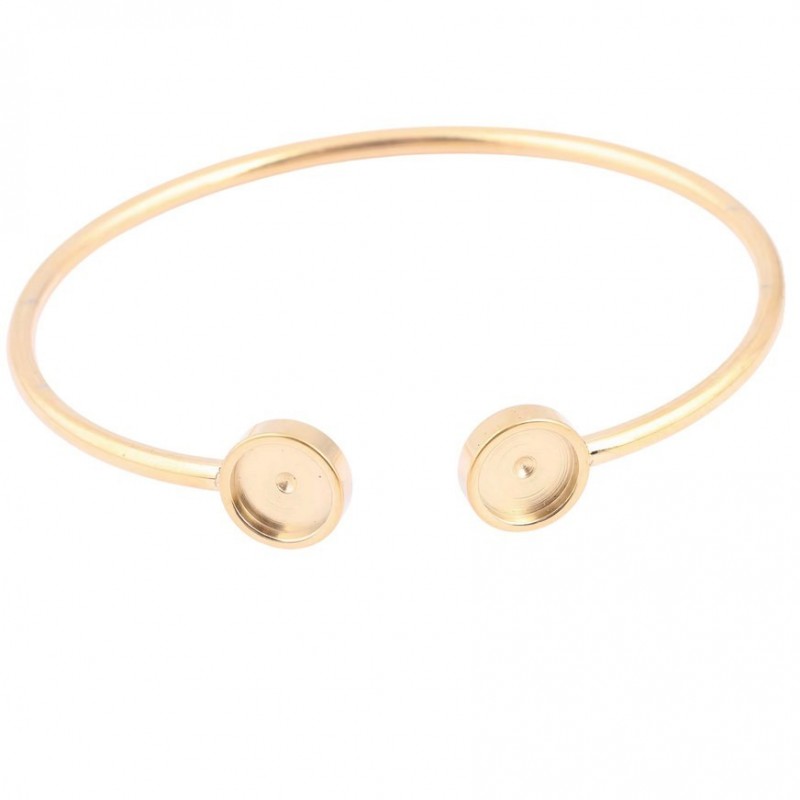 Support Bracelet Doré en Acier inoxydable pour Double Cabochon 10mm