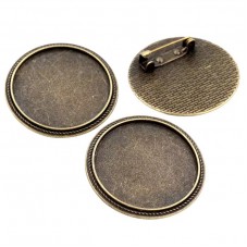 Support Broche Bronze pour Cabochon 30mm pour la Création de Bijoux Fantaisie - DIY