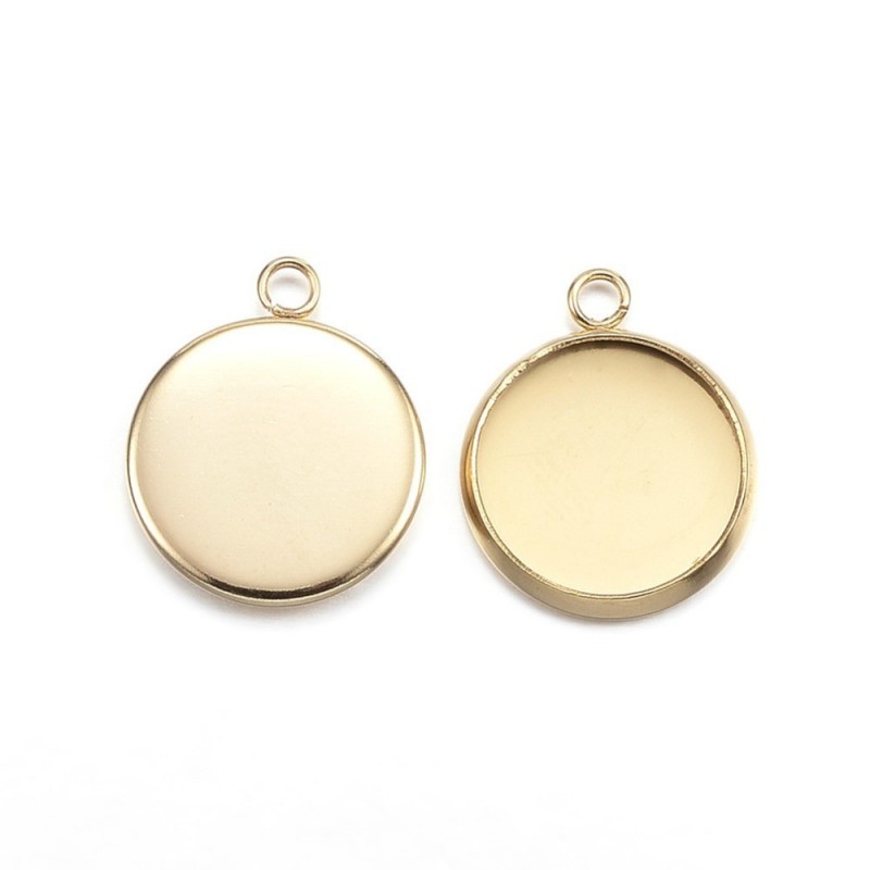 Support Pendentif Doré en Acier Inoxydable pour Cabochon 12mm