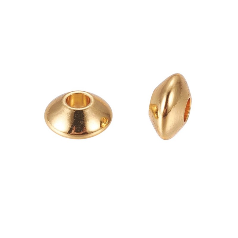 10 Perles Intercalaires en Acier Inoxydable Doré 6mm