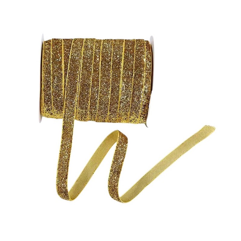 1 Mètre de Ruban Velours Pailleté Doré 10mm