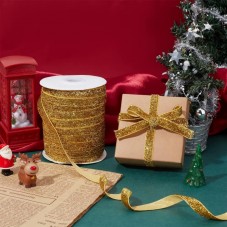 1 Mètre de Ruban Velours Pailleté Doré 10mm