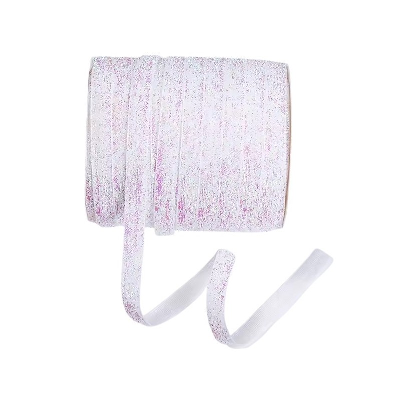 1 Mètre de Ruban Velours Pailleté Blanc Irisé 10mm