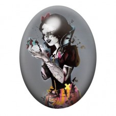 Cabochon en Verre Illustré Femme à la Pomme en Collage Urbain 13x18, 18x25 ou 30x40mm pour la création de bijoux fantaisie - DIY
