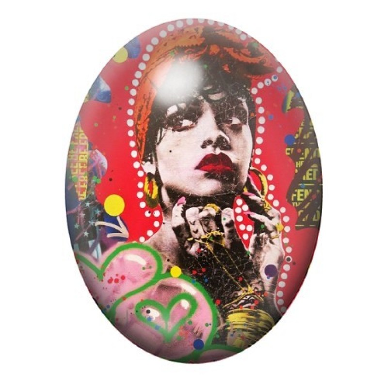 Cabochon en Verre Illustré Street Art 13x18, 18x25 ou 30x40mm