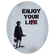 Cabochon en Verre Illustré Enfant Enjoy Your Life 13x18, 18x25 ou 30x40mm