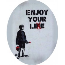 Cabochon en Verre Illustré 'Enjoy Your Lie" Street Art 13x18, 18x25 ou 30x40mm