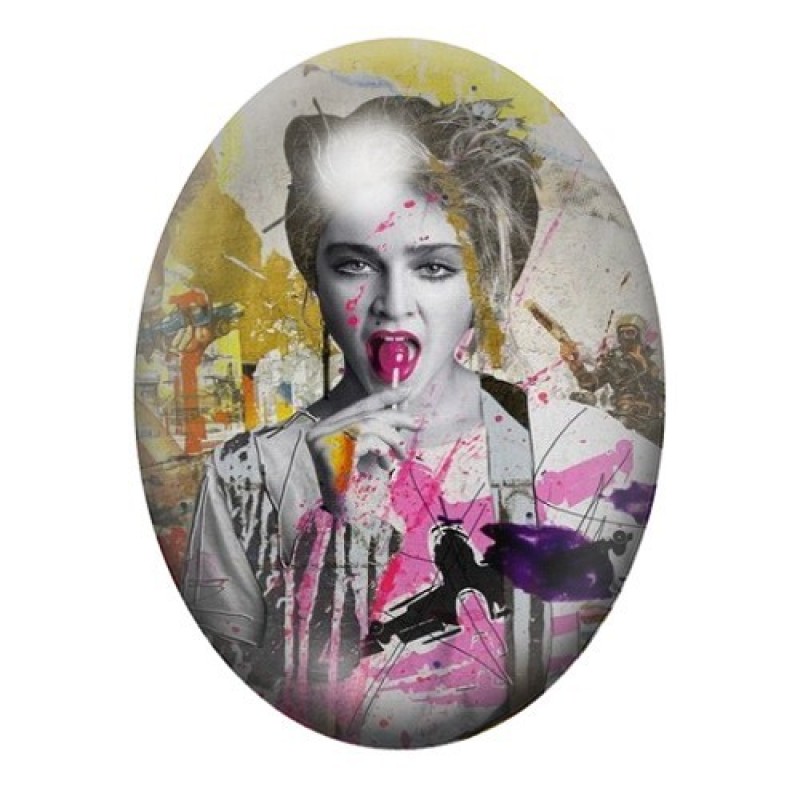 Cabochon en Verre Illustré Madonna Street Art 13x18, 18x25 ou 30x40mm