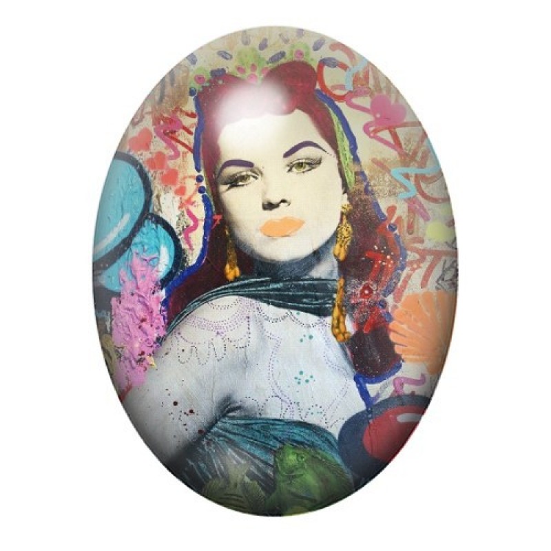Cabochon en Verre Illustré Street Art 13x18, 18x25 ou 30x40mm