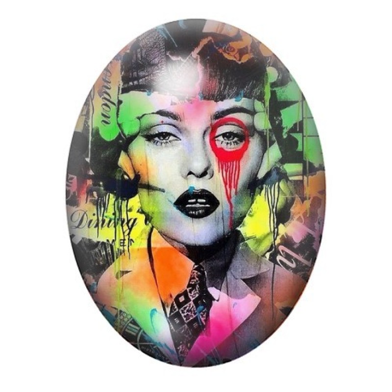 Cabochon en Verre Illustré Street Art 13x18, 18x25 ou 30x40mm
