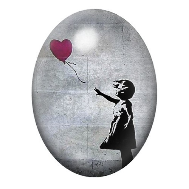 Cabochon en Verre Illustré Amour Street Art 13x18, 18x25 ou 30x40mm