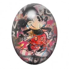 Cabochon en Verre Illustré Mickey Street Art 13x18, 18x25 ou 30x40mm  pour la Création de Bijoux Fantaisie - DIY