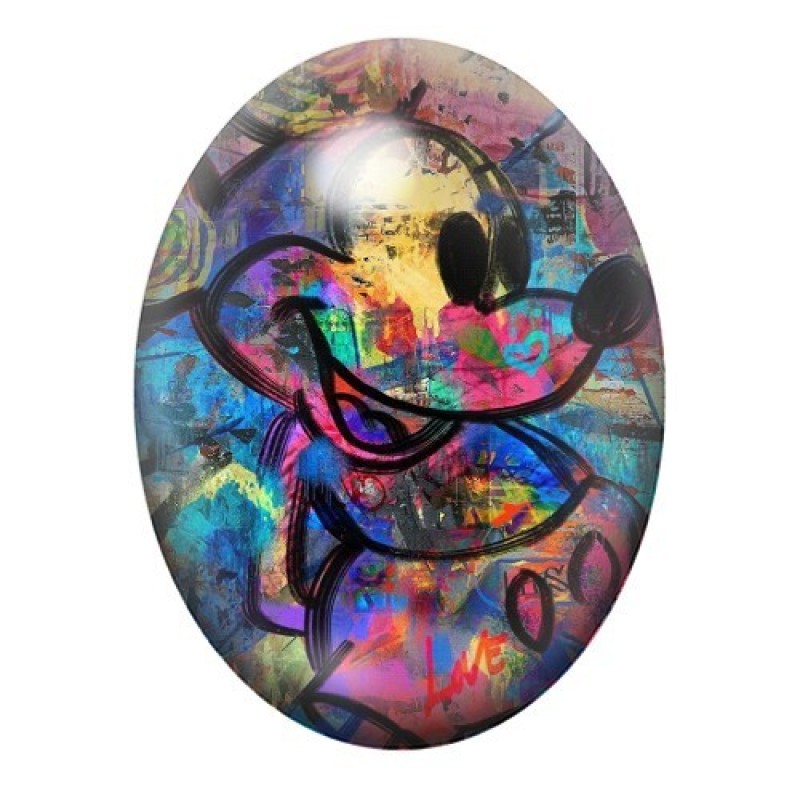 Cabochon en Verre Illustré Mickey Street Art 13x18, 18x25 ou 30x40mm