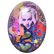 Cabochon en Verre Illustré Femme Blonde en Collage Pop Art 13x18, 18x25 ou 30x40mm pour la création de bijoux fantaisie - DIY