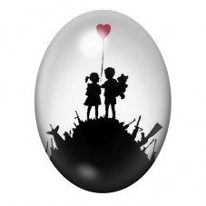 Cabochon en Verre Illustré Paix Amour Street Art 13x18, 18x25 ou 30x40mm  pour la Création de Bijoux Fantaisie - DIY