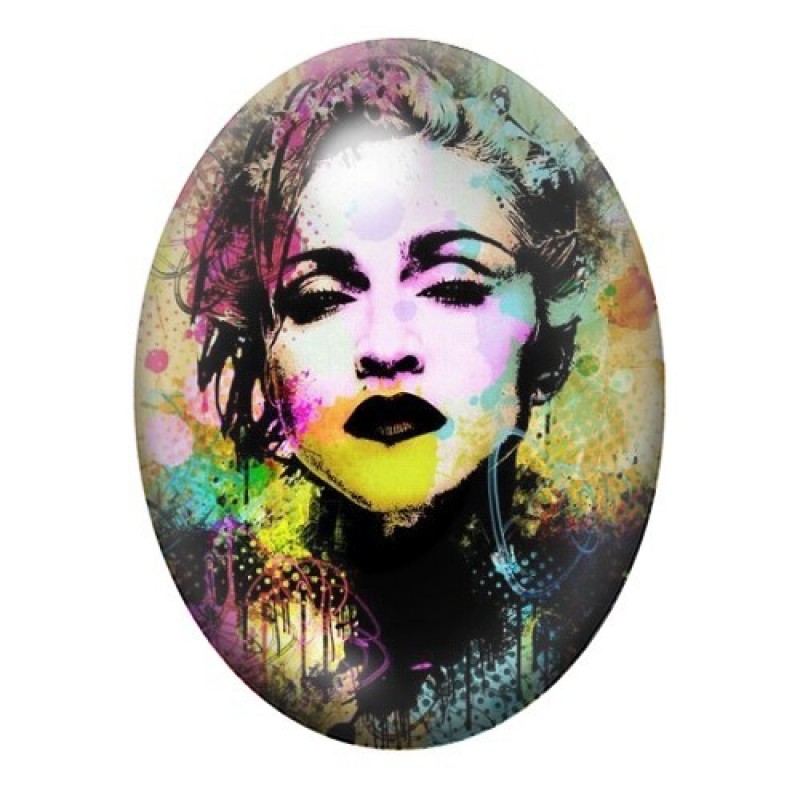 Cabochon en Verre Illustré Madonna Street Art 13x18, 18x25 ou 30x40mm