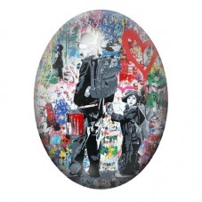 Cabochon en Verre Illustré Homme Élégant au Cœur Rouge Street Art 13x18, 18x25 ou 30x40mm pour la création de bijoux fantaisie -