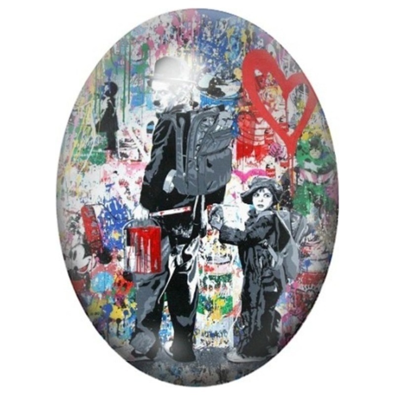 Cabochon en Verre Illustré Homme Élégant au Cœur Rouge Street Art 13x18, 18x25 ou 30x40mm
