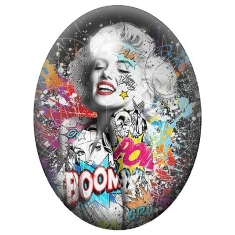 Cabochon en Verre Illustré Marilyn Monroe Boom Pop Art 13x18, 18x25 ou 30x40mm