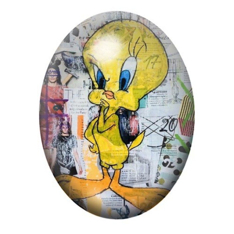 Cabochon en Verre Illustré Titi Street Art 13x18, 18x25 ou 30x40mm
