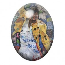 Cabochon en Verre Illustré Freddie Mercury We Will Rock You 13x18, 18x25 ou 30x40mm pour la création de bijoux fantaisie - DIY