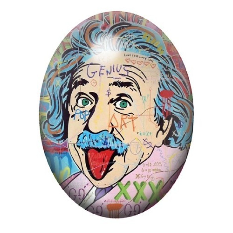 Cabochon en Verre Illustré Einstein Street Art 13x18, 18x25 ou 30x40mm