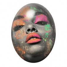 Cabochon en Verre Illustré Femme aux Couleurs Fluo Street Art 13x18, 18x25 ou 30x40mm pour la création de bijoux fantaisie - DIY