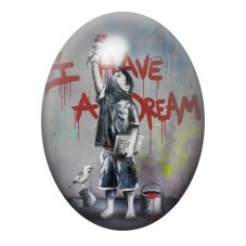 Cabochon en Verre Illustré "I Have a Dream" Street Art 13x18, 18x25 ou 30x40mm  pour la Création de Bijoux Fantaisie - DIY