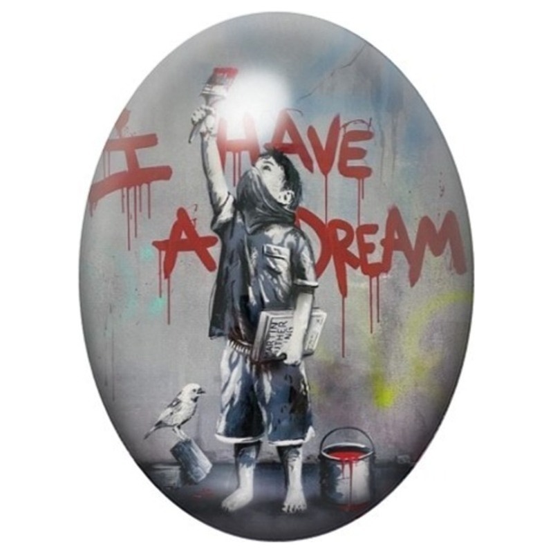 Cabochon en Verre Illustré Garçon I Have a Dream 13x18, 18x25 ou 30x40mm