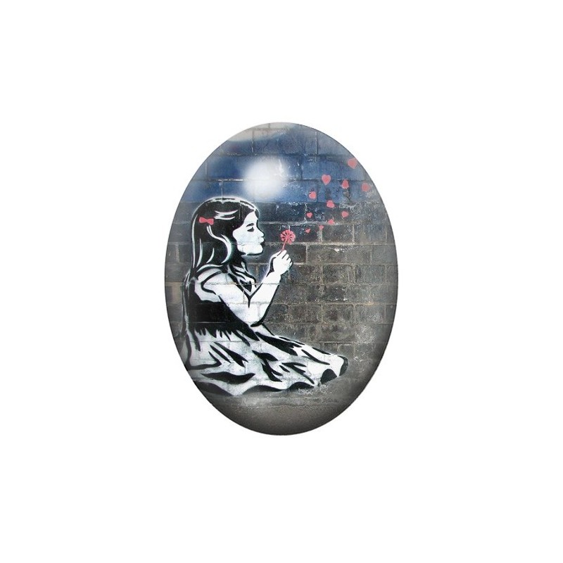 Cabochon en Verre Illustré Street Art 13x18, 18x25 ou 30x40mm