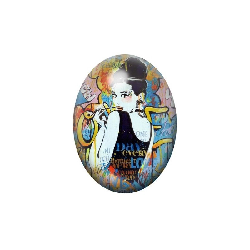 Cabochon en Verre Illustré Street Art 13x18, 18x25 ou 30x40mm