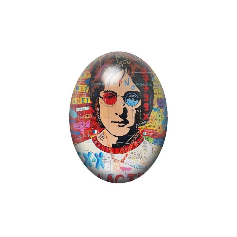 Cabochon en Verre Illustré John Lennon Street Art 13x18, 18x25 ou 30x40mm