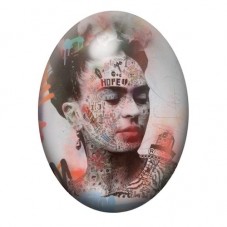 Cabochon en Verre Illustré Frida Kahlo Hope en Portrait Graffiti 13x18, 18x25 ou 30x40mm pour la création de bijoux fantaisie - 