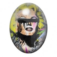 Cabochon en Verre Illustré Femme aux Yeux Masqués de Peinture Noire 13x18, 18x25 ou 30x40mm pour la création de bijoux fantaisie