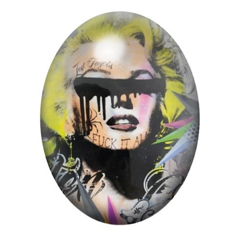 Cabochon en Verre Illustré Marilyn Monroe Street Art 13x18, 18x25 ou 30x40mm