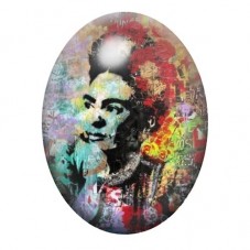 Cabochon en Verre Illustré Frida Kahlo Street Art 13x18, 18x25 ou 30x40mm  pour la Création de Bijoux Fantaisie - DIY