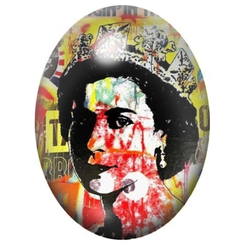 Cabochon en Verre Illustré Musicien Afro en Portrait Graffiti 13x18, 18x25 ou 30x40mm