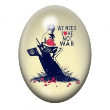 Cabochon en Verre Illustré Femme We Need Love Not War 13x18, 18x25 ou 30x40mm pour la création de bijoux fantaisie - DIY