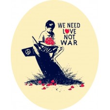 Cabochon en Verre Illustré "We Need Love Not War" Street Art 13x18, 18x25 ou 30x40mm