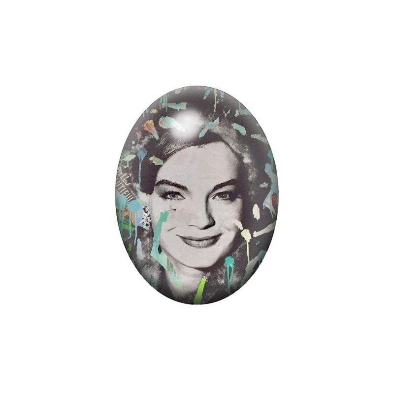 Cabochon en Verre Illustré Romy Schneider Street Art 13x18, 18x25 ou 30x40mm