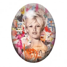 Cabochon en Verre Illustré Brigitte Bardot Street Art 13x18, 18x25 ou 30x40mm  pour la Création de Bijoux Fantaisie - DIY