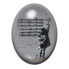 Cabochon en Verre Illustré "I Will Not Writ On The Walls" Street Art 13x18, 18x25 ou 30x40mm  pour la Création de Bijoux Fantais