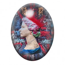 Cabochon en Verre Illustré Reine au Profil Graffiti Coloré 13x18, 18x25 ou 30x40mm pour la création de bijoux fantaisie - DIY